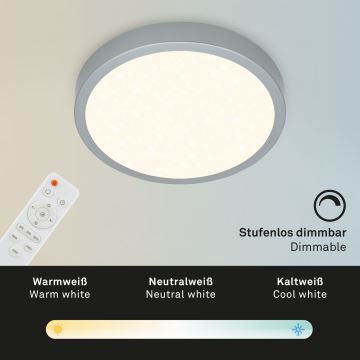 Briloner 3701-014 - LED Pritemdomas lubinis šviestuvas RUNA LED/18W/230V 2700-6500K sidabras + nuotolinio valdymo pultas