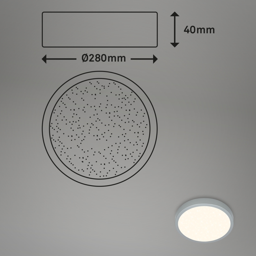 Briloner 3701-014 - LED Pritemdomas lubinis šviestuvas RUNA LED/18W/230V 2700-6500K sidabras + nuotolinio valdymo pultas