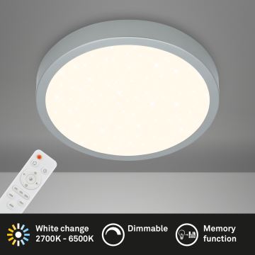 Briloner 3704-014-LED Pritemdomas lubinis šviestuvas RUNA LED/22W/230V 2700-6500K sidabras + nuotolinio valdymo pultas