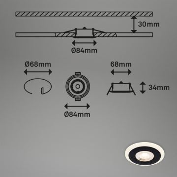 Briloner 7039-035 - KOMPLEKTAS 3x LED įleidžiamas lubinis vonios šviestuvas LED/5W/230V IP44