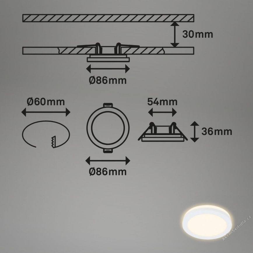 Briloner 7055-036 - KOMPLEKTAS 3x LED įleidžiamas lubinis vonios šviestuvas LED/3W/230V IP44