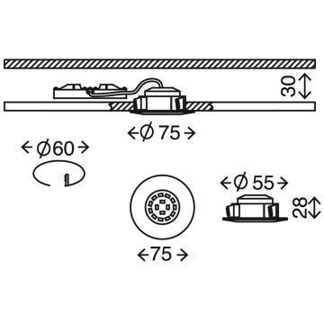 Briloner 7204-031 - KOMPLEKTAS 3x LED įleidžiamas lubinis vonios šviestuvas ATTACH LED/5W/230V IP44