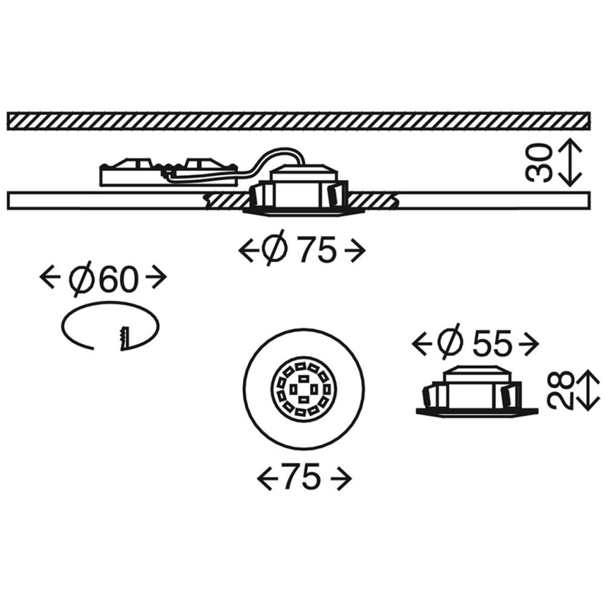 Briloner 7204-031 - KOMPLEKTAS 3x LED įleidžiamas lubinis vonios šviestuvas ATTACH LED/5W/230V IP44