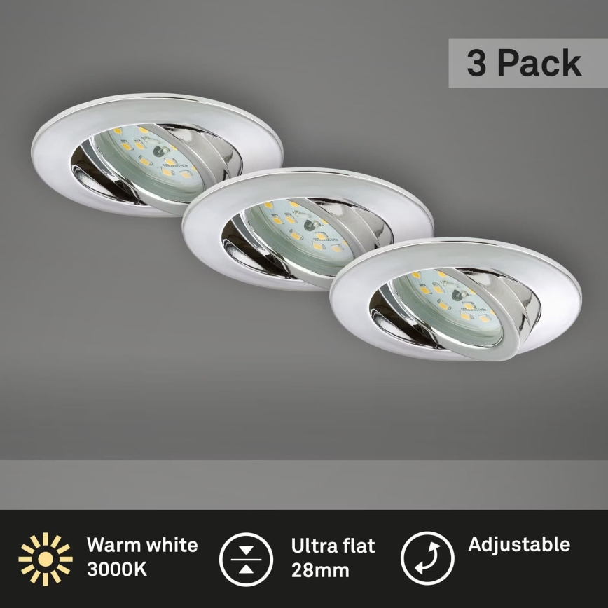 Briloner 7209-012 - KOMPLEKTAS 3x LED įleidžiamas lubinis vonios šviestuvas LED/5W/230V IP23