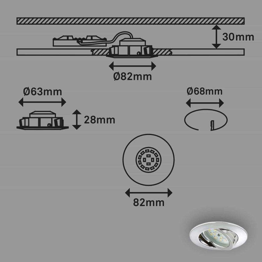 Briloner 7209-012 - KOMPLEKTAS 3x LED įleidžiamas lubinis vonios šviestuvas LED/5W/230V IP23