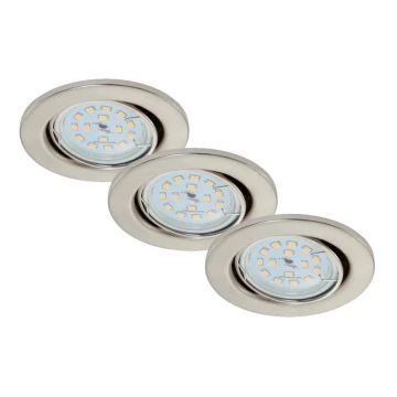 Briloner 7220-032 - PACK 3x LED Įleidžiamas vonios šviestuvas FIT 1xGU10/5W/230V matinis nikelis