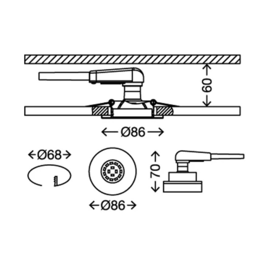 Briloner 7277-038 - KOMPLEKTAS 3x LED Reguliuojamas vonios įleidžiamas šviestuvas 1xGU10/5W/230V IP23