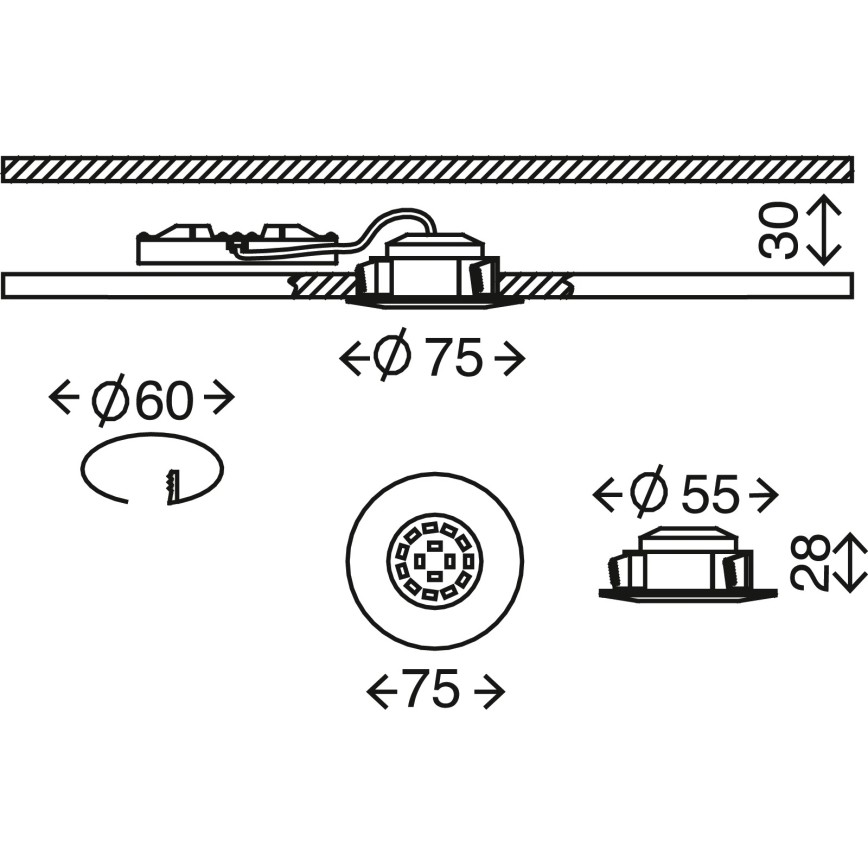 Briloner 7295-011 - LED Reguliuojamas vonios įleidžiamas šviestuvas ATTACH LED/6,5W/230V IP44