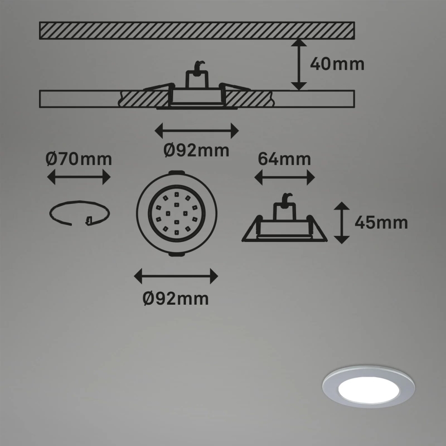 Briloner - KOMPLEKTAS 3x LED RGBW Pritemdomas įleidžiamas lubinis vonios šviestuvas LED/4,8W/230V 3000-6500K IP65 + nuotolinio valdymo pultas