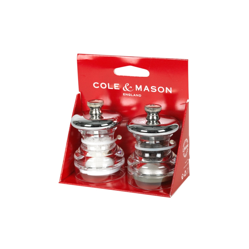 Cole&Mason - Druskos ir pipirų malūnėlių rinkinys BUTTON 2 vnt 6,5 cm