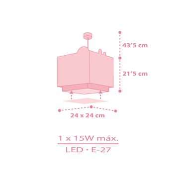Dalber 63112S - Vaikiškas sietynas JUNGLE 1xE27/15W/230V rožinis
