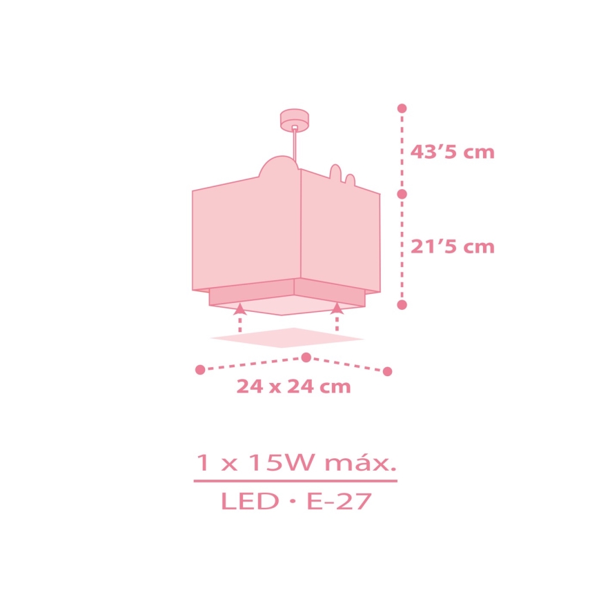 Dalber 63112S - Vaikiškas sietynas JUNGLE 1xE27/15W/230V rožinis