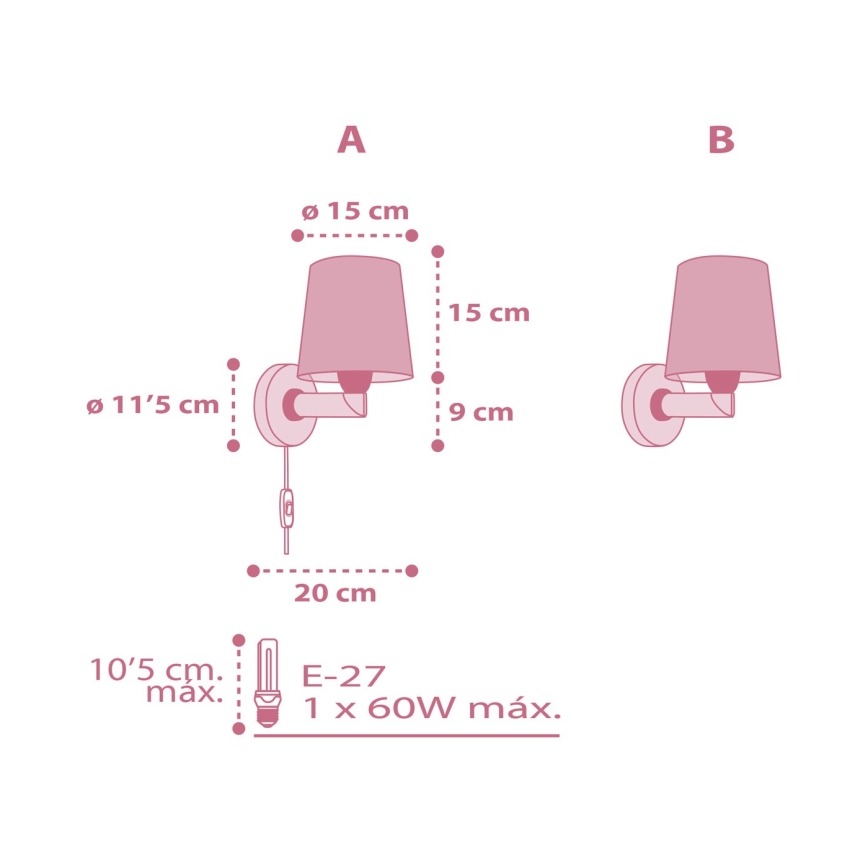 Dalber 82469 - Vaikiškas sieninis šviestuvas FLAMINGO 1xE27/15W/230V