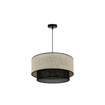 Duolla - Pakabinamas sietynas RATTAN YUTE 1xE27/15W/230V pilka/juoda