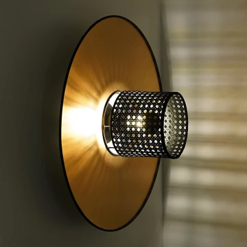 Duolla - Sieninis šviestuvas TOKYO RATTAN 1xE27/15W/230V auksas/juoda