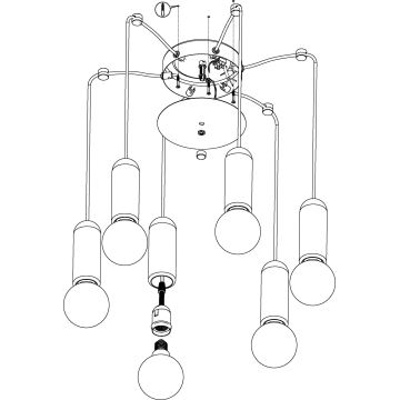 Eglo - Sietynas, kabinamas ant virvės 6xE27/40W/230V