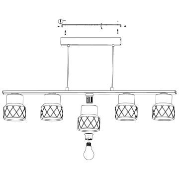 Eglo - Sietynas, kabinamas ant virvės 5xE27/40W/230V