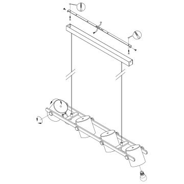 Eglo - Sietynas, kabinamas ant virvės 4xE27/28W/230V