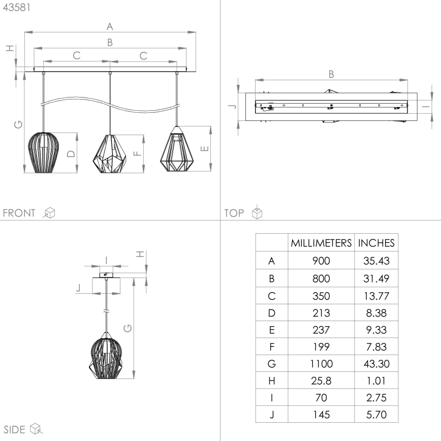 Eglo - Pakabinamas sietynas 3xE27/40W/230V