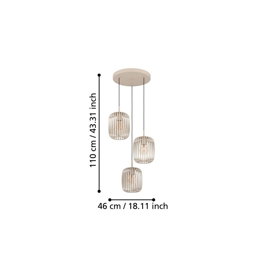 Eglo - Pakabinamas sietynas 3xE27/40W/230V smėlio spalva