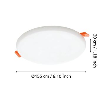 Eglo - LED įleidžiamas lubinis vonios šviestuvas LED/11,5W/230V diametras 15,5 cm IP65