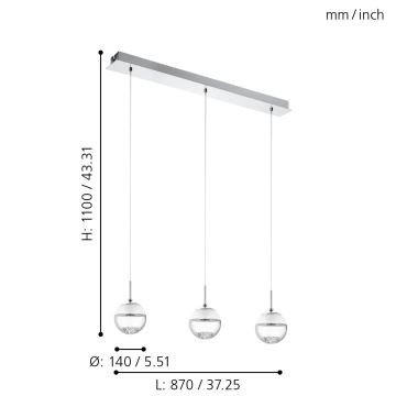 Eglo 93784 - Kabinamas LED šviestuvas MONTEFIO 1 3xLED/5W/230V