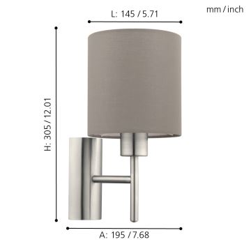 Eglo - Sieninis šviestuvas 1xE27/60W/230V