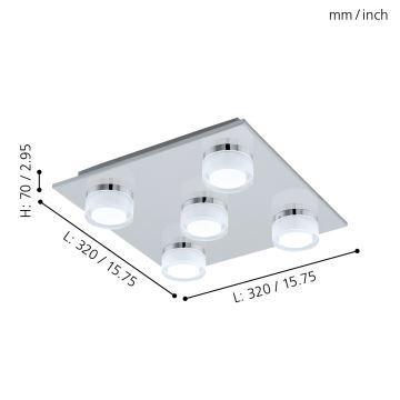 Eglo - LED pritemdomas lubinis vonios šviestuvas 5xLED/7,2W/ IP44