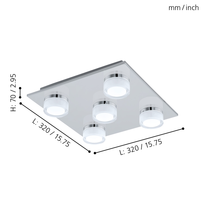 Eglo - LED pritemdomas lubinis vonios šviestuvas 5xLED/7,2W/ IP44