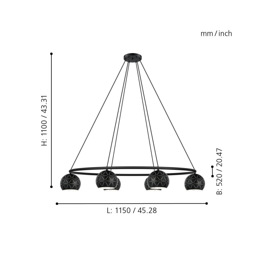 Eglo - Sietynas, kabinamas ant virvės 6xE14/40W/230V