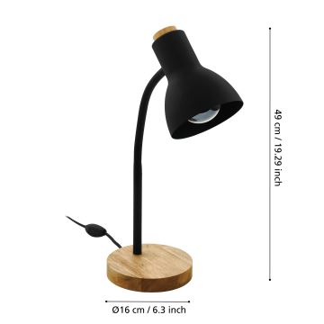 Eglo - Stalinė lempa 1xE27/40W/230V juoda