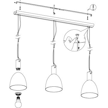 Eglo - Sietynas, kabinamas ant virvės 3xE27/40W/230V