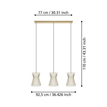 Eglo - Pakabinamas sietynas 3xE27/40W/230V aukso spalva