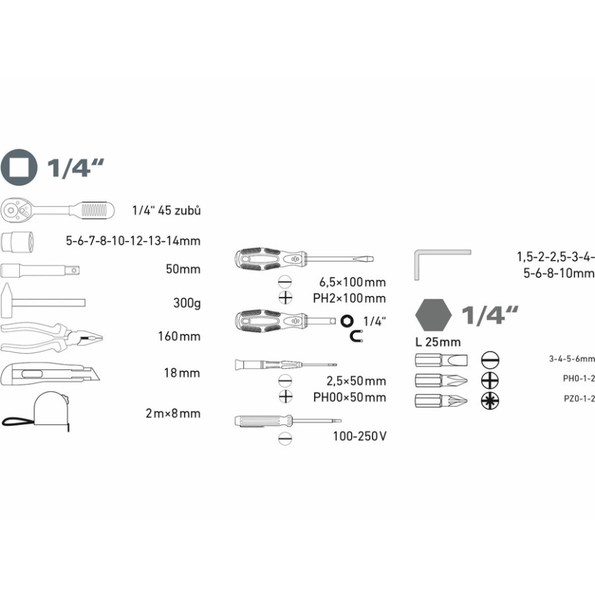Extol - Įrankių rinkinys 39 vnt