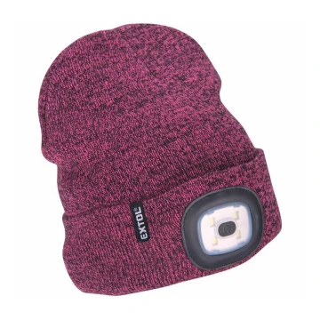 Extol - Kepurė su priekiniu žibintu ir USB įkrovimu 300 mAh purpurinė UNI dydžio