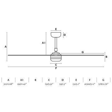 FARO 33816-20 - LED lubinis ventiliatorius PUNT LED/18W/230V Wi-Fi medis/juoda + nuotolinio valdymo pultas