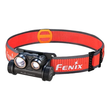 Fenix HM65RDTBLC - LED pakraunamas žibintuvėlis ant galvos LED/USB IP68 1500 lm 300 h juoda/oranžinė