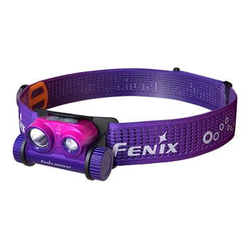 Fenix HM65RDTNEB -LED pakraunamas žibintuvėlis ant galvos LED/USB IP68 1500 lm 300 h violetinė/rausva