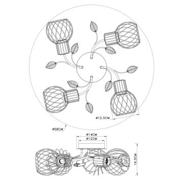 Globo - Ant pagrindo montuojamas sietynas 4xE27/40W/230V