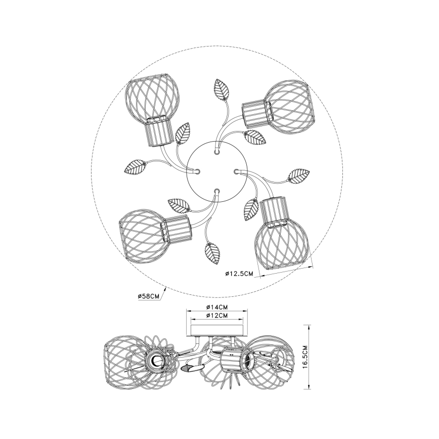 Globo - Ant pagrindo montuojamas sietynas 4xE27/40W/230V