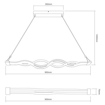 Globo 67109-30 - LED Pritemdomas, ant virvės kabinamas, lubinis šviestuvas PILLA 1xLED/30W/230V + Nuotolinio valdymo pultas