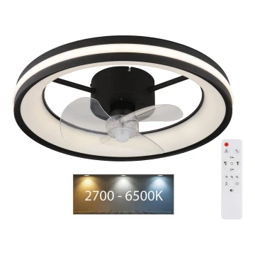 Globo - LED Pritemdomas lubinis šviestuvas su ventiliatoriumi LED/30W/230V 2700-6500K juoda + nuotolinio valdymo pultas