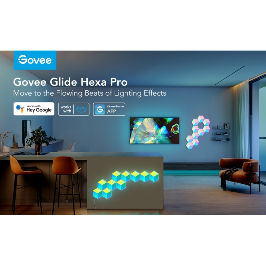 Govee - KOMPLEKTAS 10x LED šviestuvas Glide Hexa Pro LED Smart RGBIC Wi-Fi