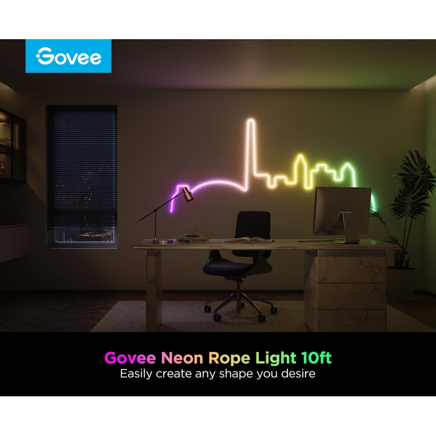 Govee - Neon 2 MATTER lankstoma LED juosta 3m RGBIC Wi-Fi IP67