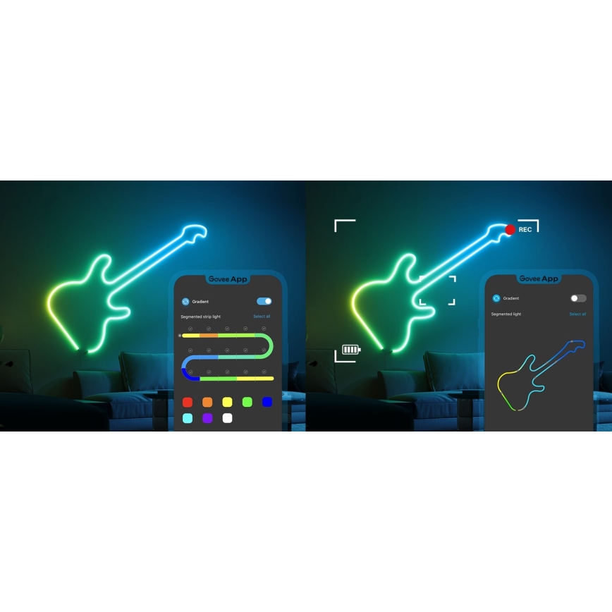 Govee - Neon 2 MATTER lankstoma LED juosta 3m RGBIC Wi-Fi IP67