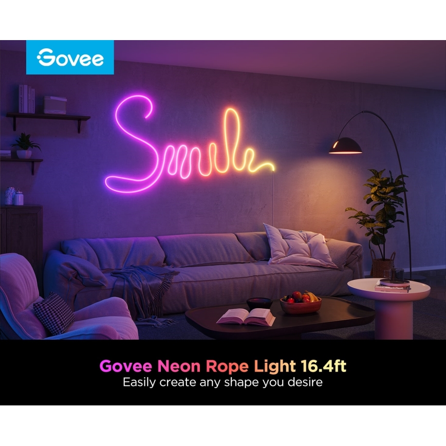 Govee - Neon 2 MATTER lankstoma LED juosta 5m RGBIC Wi-Fi IP67