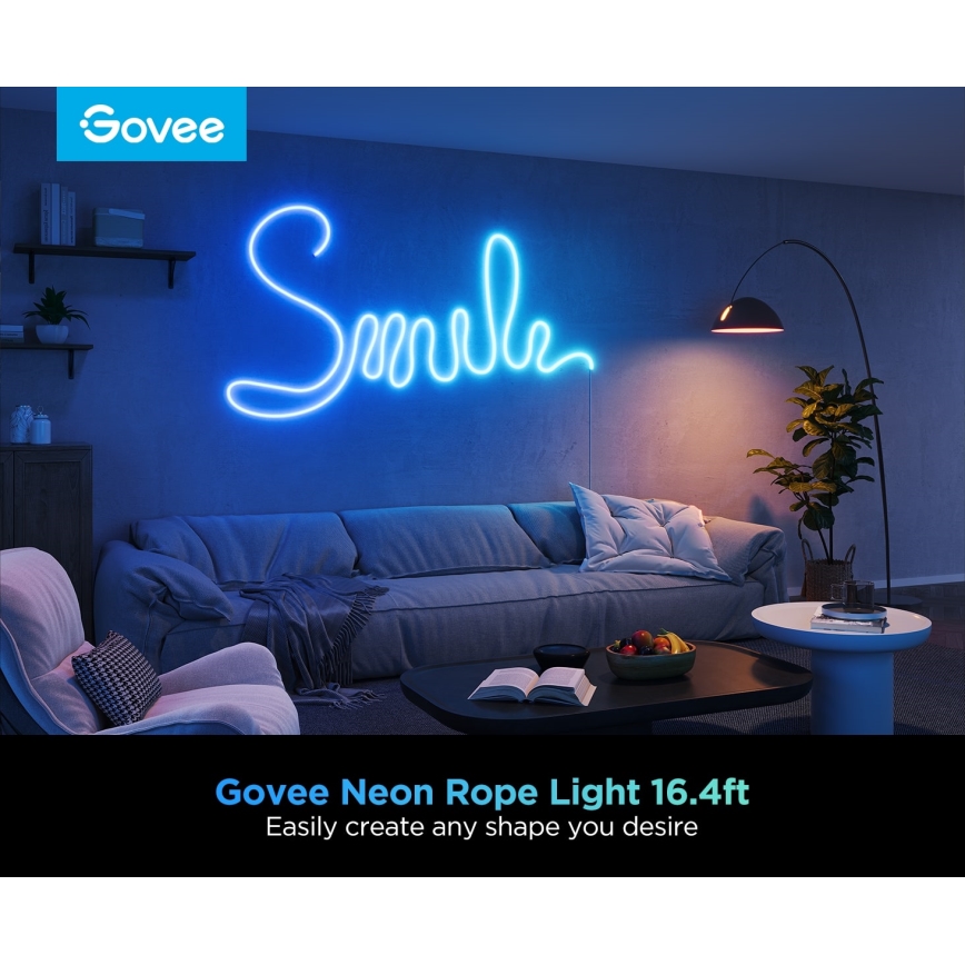 Govee - Neon 2 MATTER lankstoma LED juosta 5m RGBIC Wi-Fi IP67