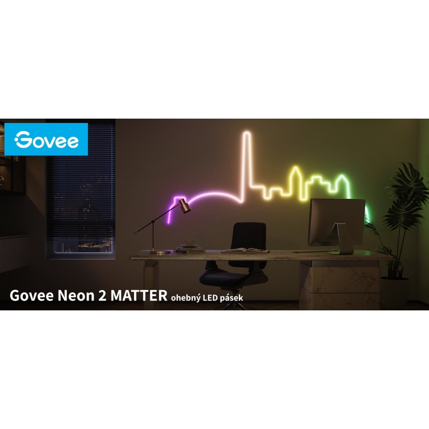 Govee - Neon 2 MATTER lankstoma LED juosta 5m RGBIC Wi-Fi IP67