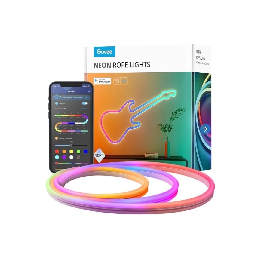 Govee - Neon SMART lankstomas LED juosta - RGBIC - 3m Wi-Fi IP67