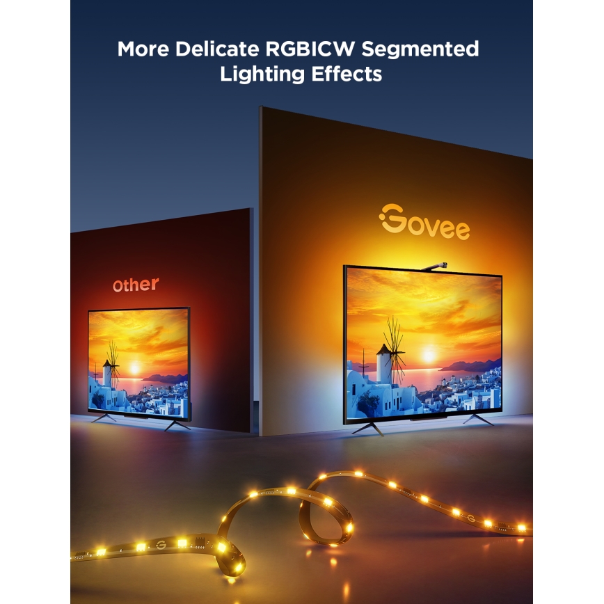 Govee – TV foninis apšvietimas 3 Lite TV 75-85" SMART LED apšvietimas RGBICW Wi-Fi IP67 + nuotolinio valdymo pultas